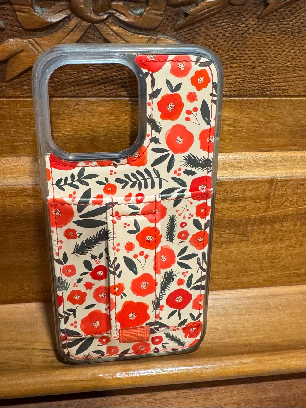 Walli Brand Floral Red & Cream Phone Case with Card Pocket